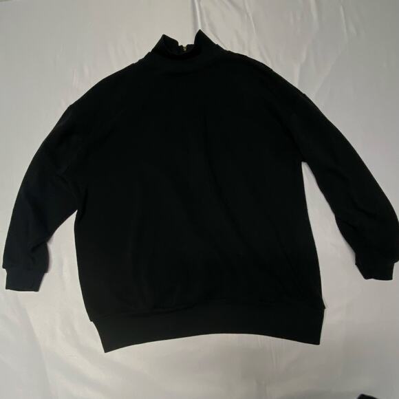 Adolfo Sport Sweat Shirt Black Faux Suede Zip V Neck Size L - Picture 3 of 6